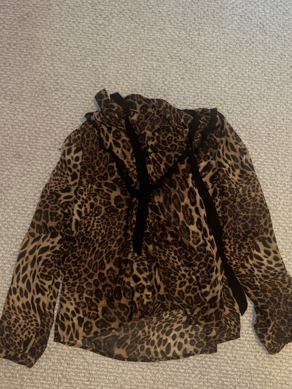 Girls' Leopard Print Long transparent blouse